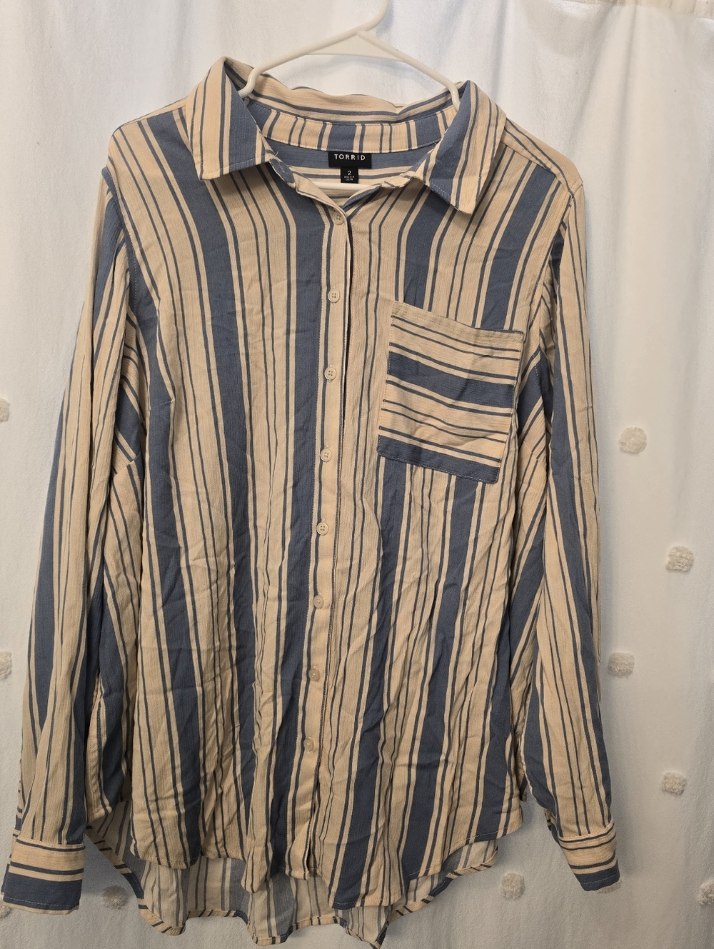 torrid Blue and Yellow Striped Button-Down Shirt Size 2